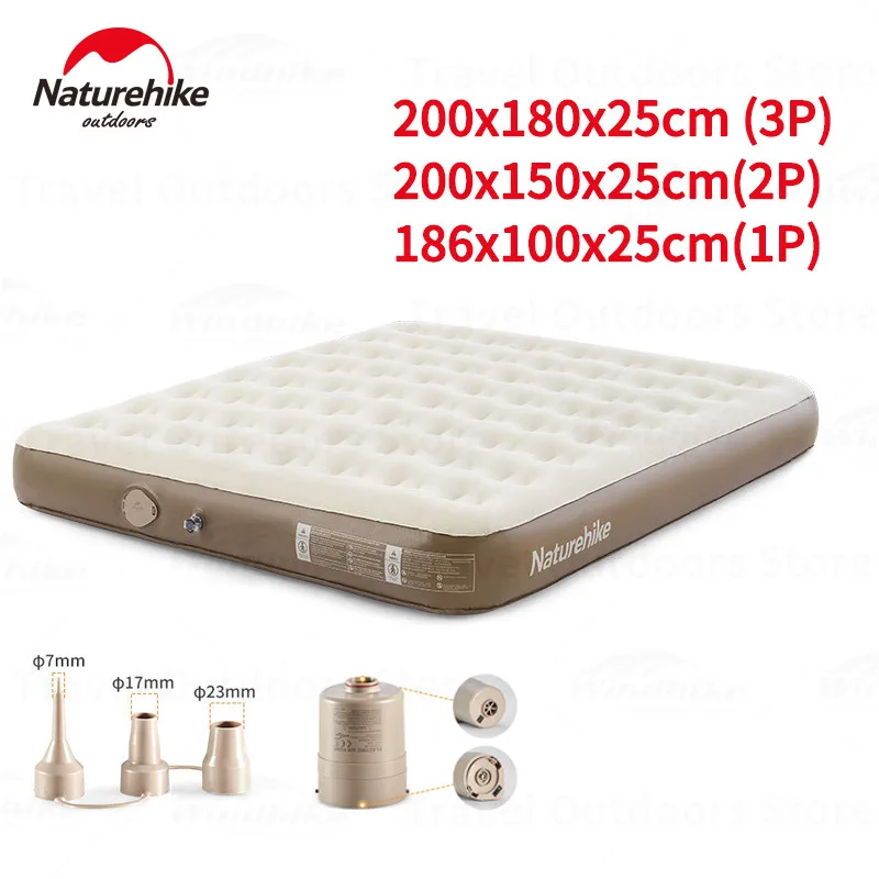 

Naturehike 25cm Heighten Air Mattress Built In Air Pump 1-2 Persons Outdoor Camp PVC Inflatable Sleeping Pad 450kg Bear Weight