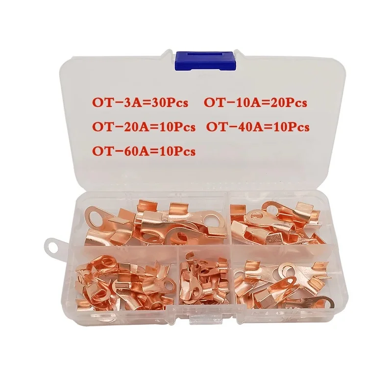 80Pcs/Box OT Series Copper Battery Cable Connector Terminals Open Lugs Wire Terminal OT-3A OT-10A OT-20A OT-40A OT-60A