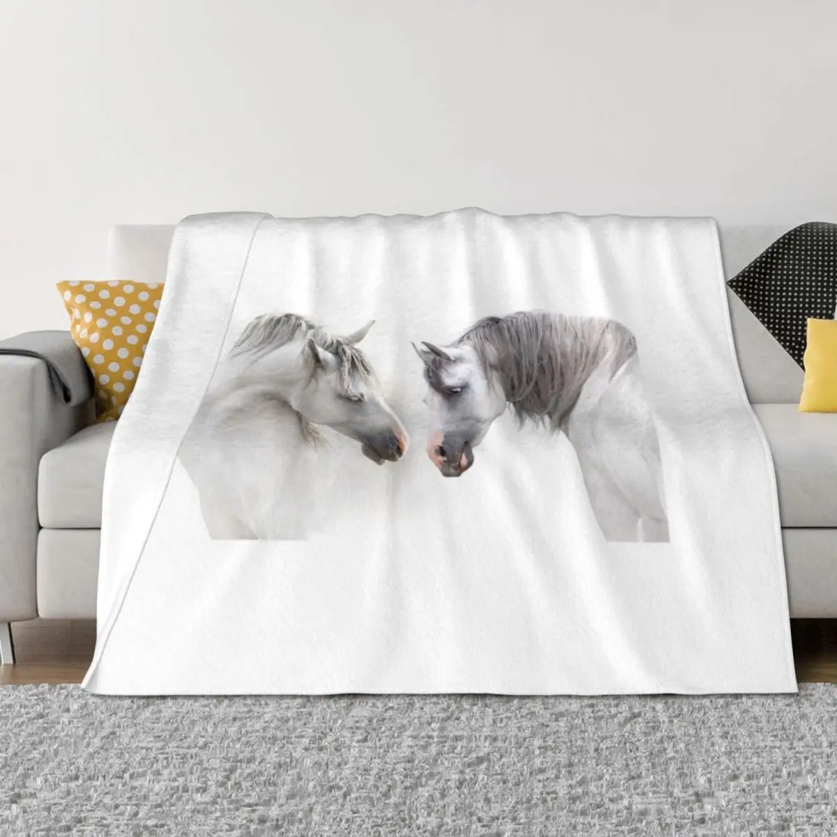 

White horse Throw Blanket Summer Beddings Furrys Sleeping Bag Blankets