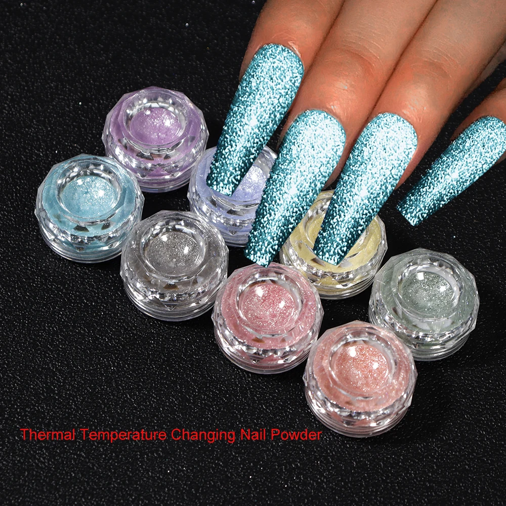 

Thermal Color Change Glitter Nail Powder 20g/Bag &3g/Jar Temperature Sensitive Changing Chrome Pigment Dust Nail Glitter Powder