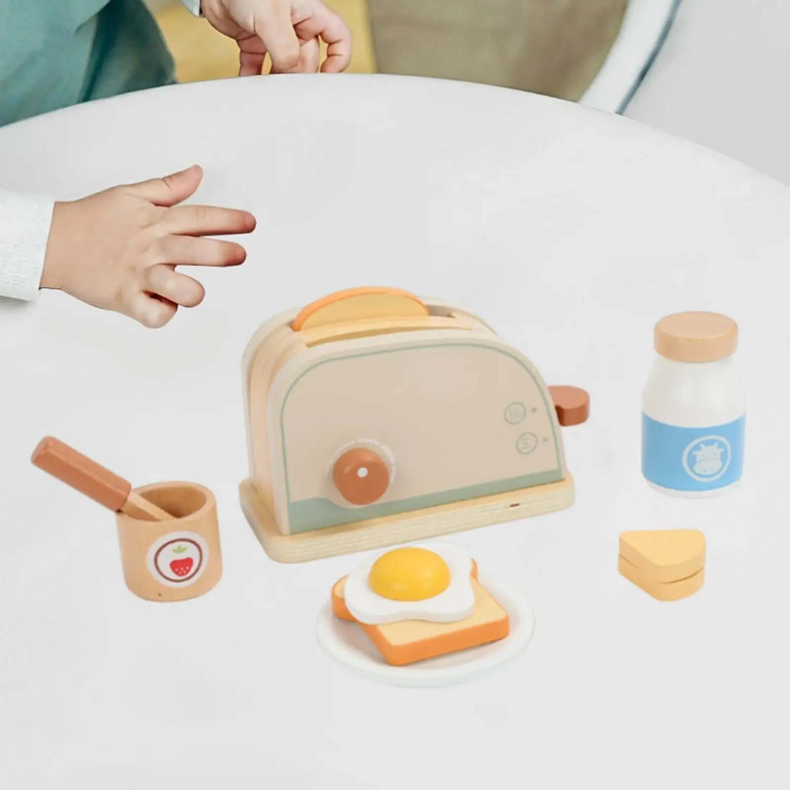 Wooden Toaster Set with Wooden Bread for Children Toddlers Birthday Gifts
