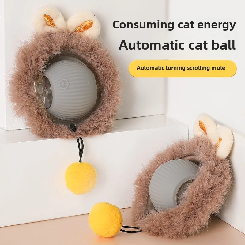 Self Play Cat Toy Ball Bite Resistant Automatic Playing Ball With Rope Fun Entertainment Pet Accessories