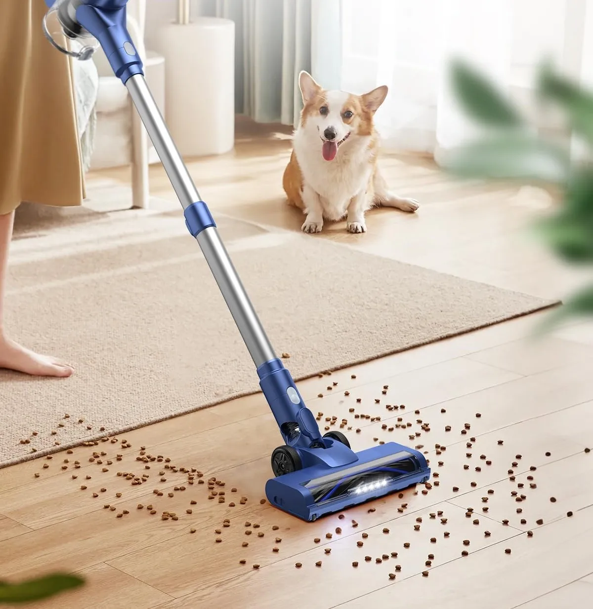 

Беспроводной перезаряжаемый пылесос с двигателем емкостью 85,000 об/мин, 2 режима всасывания, универсальный ручной пылесос и палка для пола