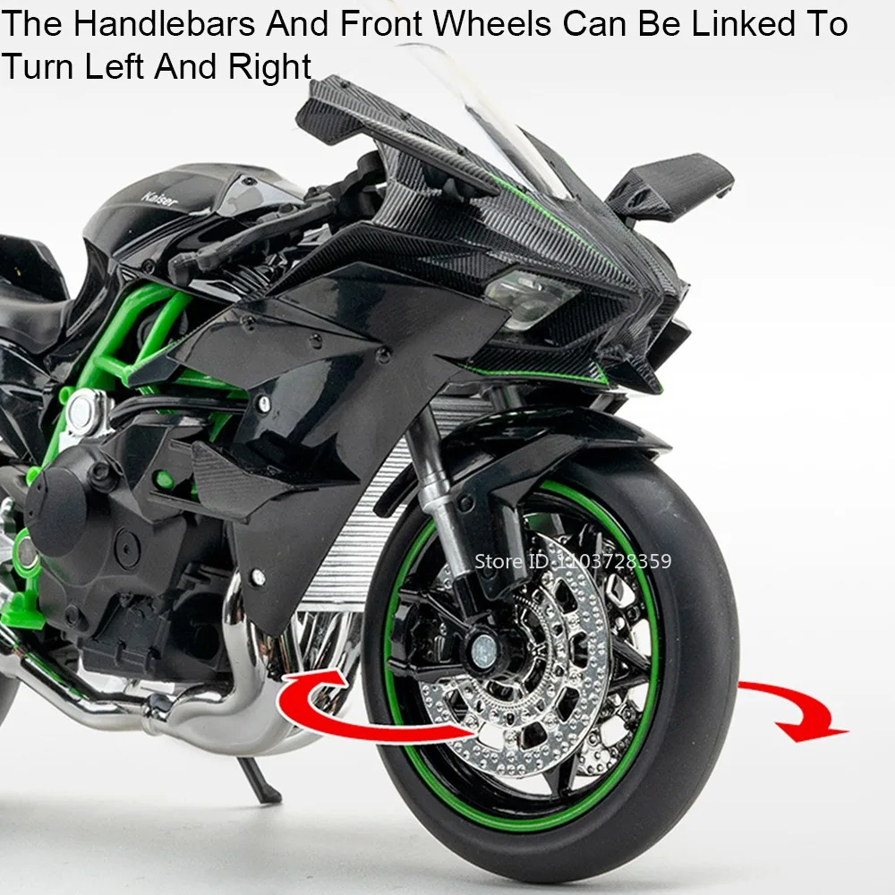 1:12 Speelgoed Model Kawasaki Ninja H2R 400 Miniatuur Motorfietsen Legering Diecast Motoren Geluid Licht Schokabsorptie voor Kinderen Geschenken