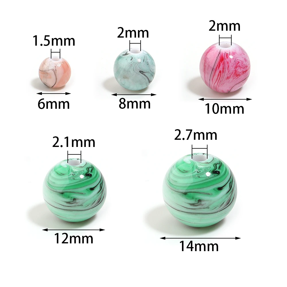 6-14 مللي متر الحبر غسل الراتنج الخرز الحرف الرسم الملونة الجولة فضفاض خزر عازل لصنع الهدايا اليدوية اكسسوارات