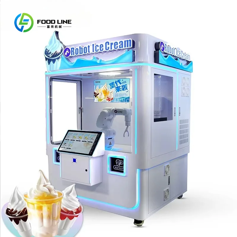 Customized Robot Ice Cream Vending Machine with Metal Construction and Credit Card Payment for Shopping Malls 24/7 Operation