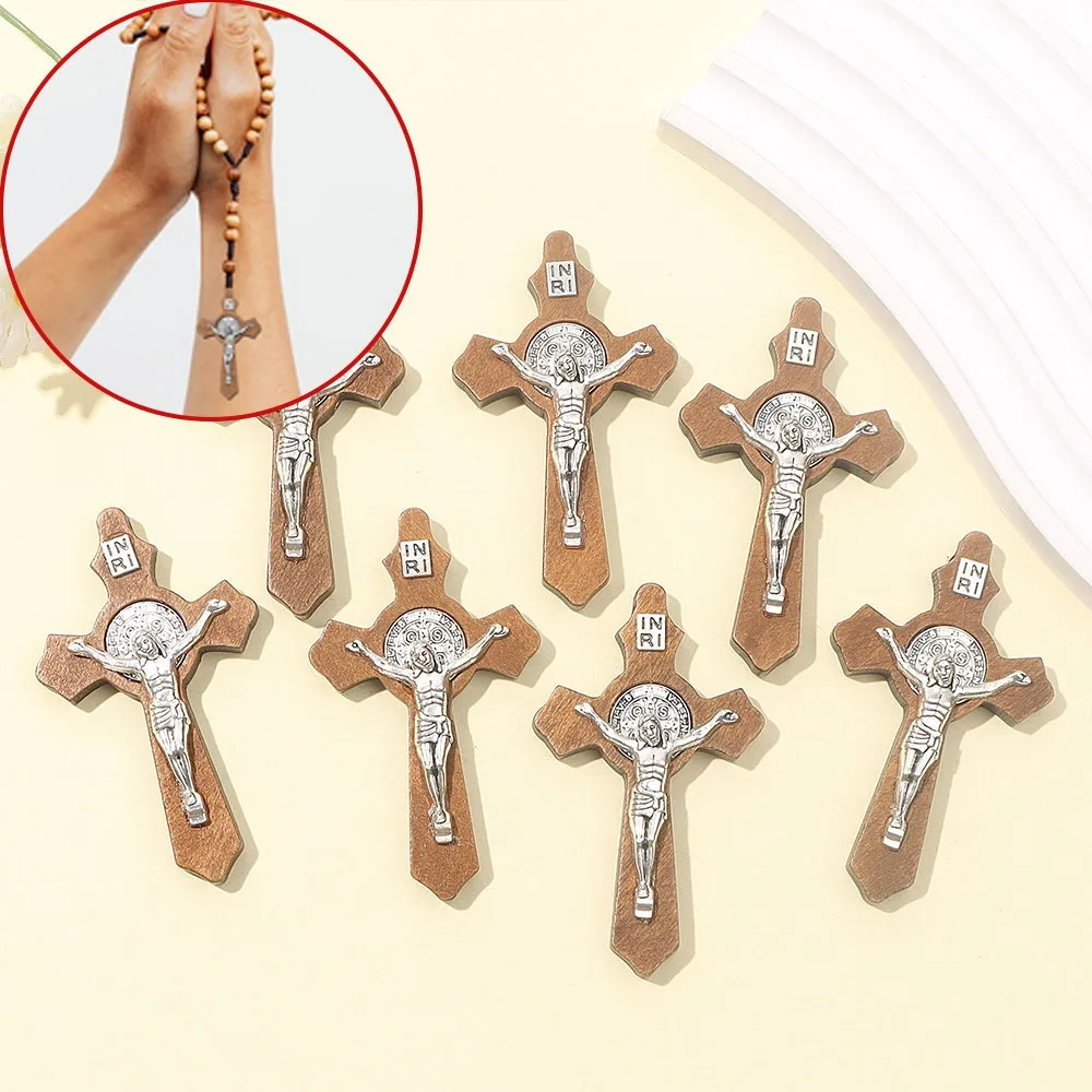 

1/2/4pcs Cross-shaped Perforated Wood Beads, Diy Bracelets Necklaces, As Decorative for Halloween, Thanksgiving and Christmas