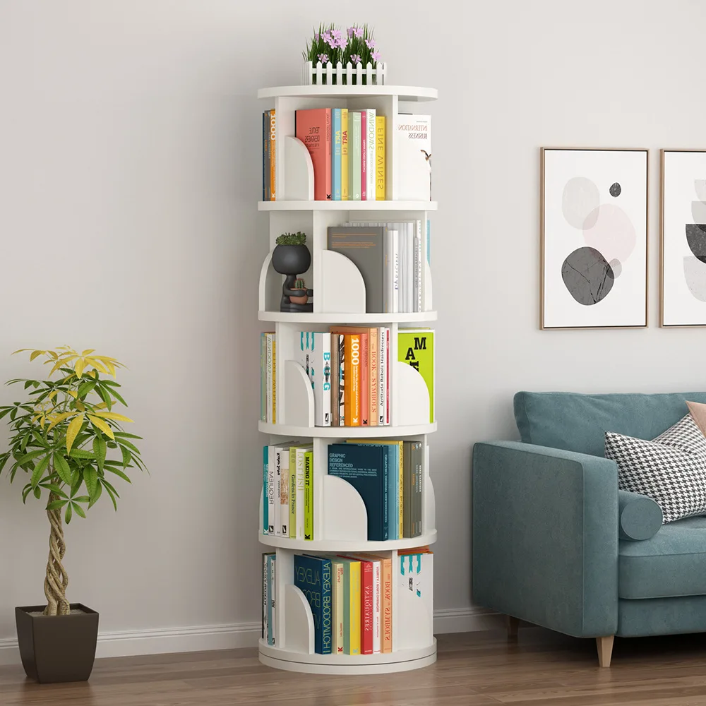 Rotating Bookshelf 360 Degree Bookcase Floor Shelf Simple Multi-layer Creative Home Student Picture Półka na książki storage