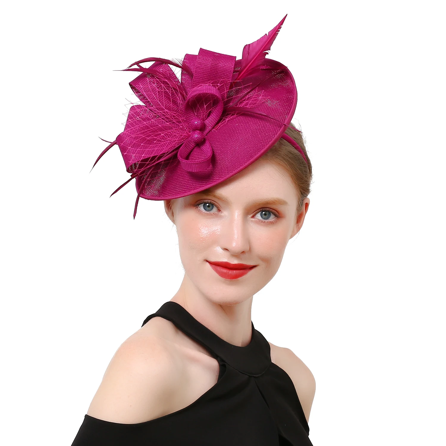 Luksusowe fascynatory Kentucky Derby kapelusz do kościoła perła siatkowy Design kokardka maskarada ślubna akcesoria do włosów dla kobiet