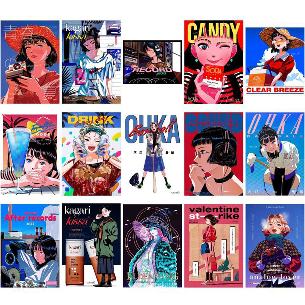 10/30/50 قطعة ريترو كول الكرتون فتاة المشارك ملصقات INS الجمالية الكتابة على الجدران ملصق ل سكيت الهاتف خوذة الشارات مقاوم للماء #4