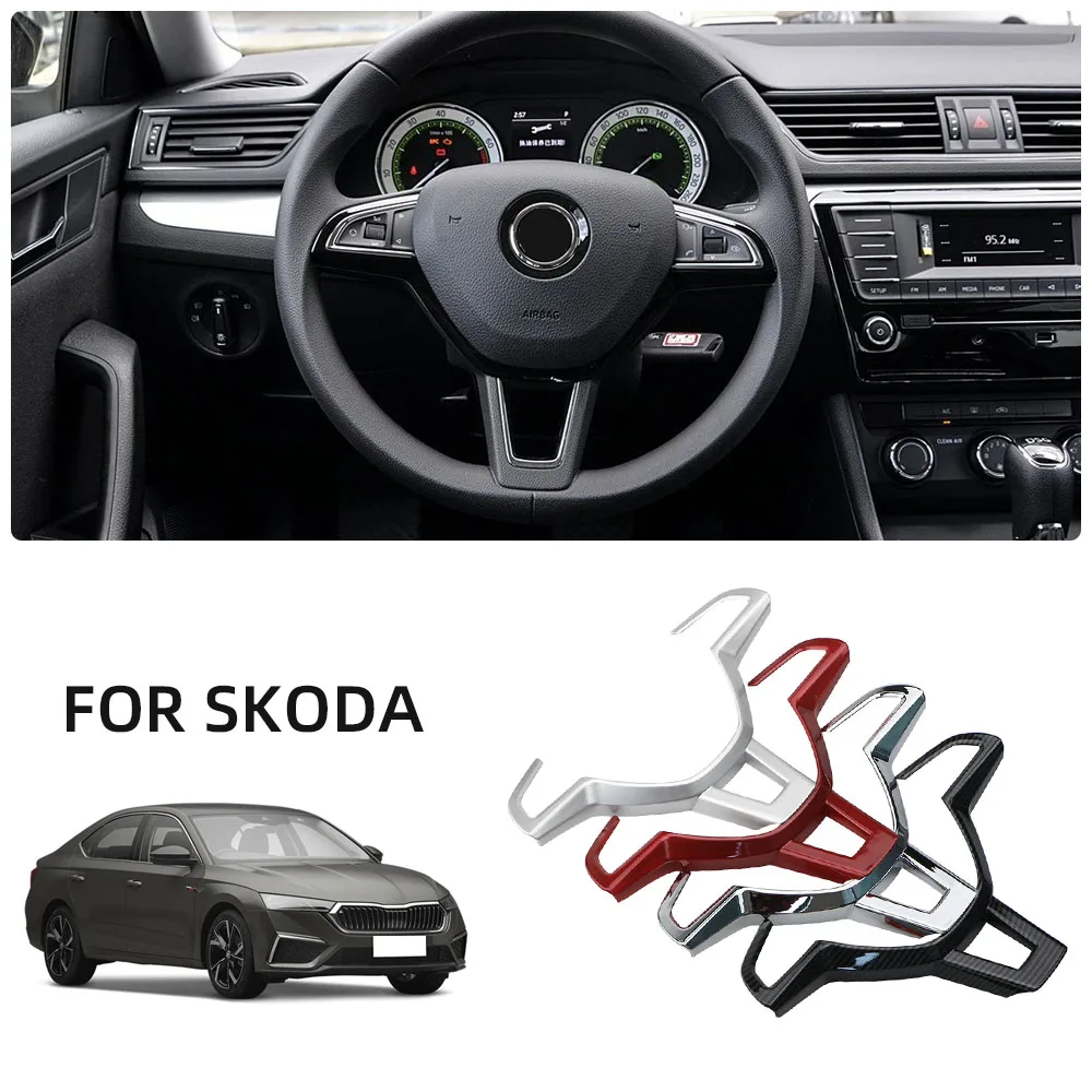 For Skoda Octavia A7 2017 Fabia 2016 2017 Rapid Spaceback 2016 Superb Steering Wheel Decoration Panel Trim Interior Accessories