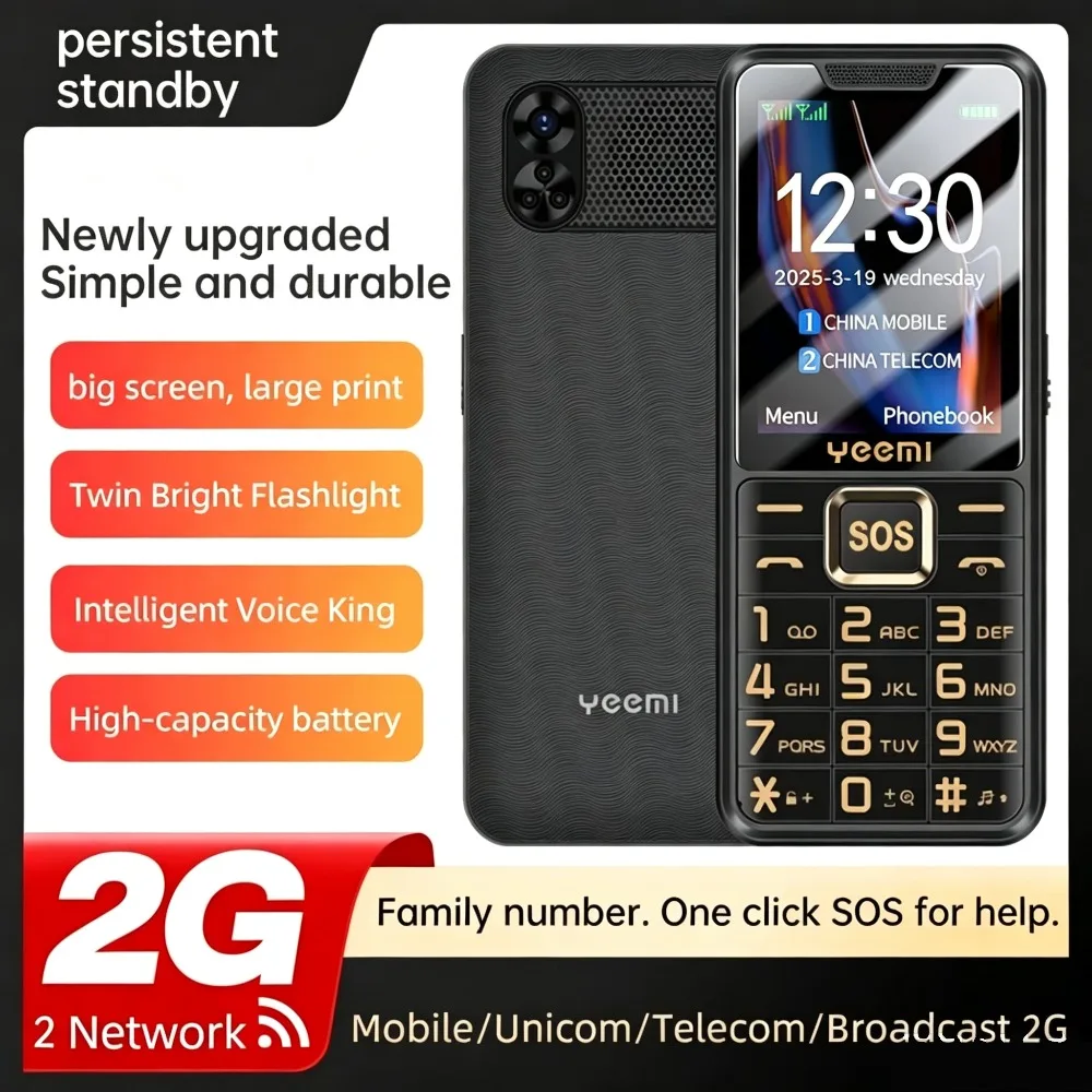 UNIWA 2G Feature Keypad Phone YEEMI K3 Dual SIM Card 2.4Inch Sereen MAX 32GB 2500mAh FM SOS Big Button Button BT Phone