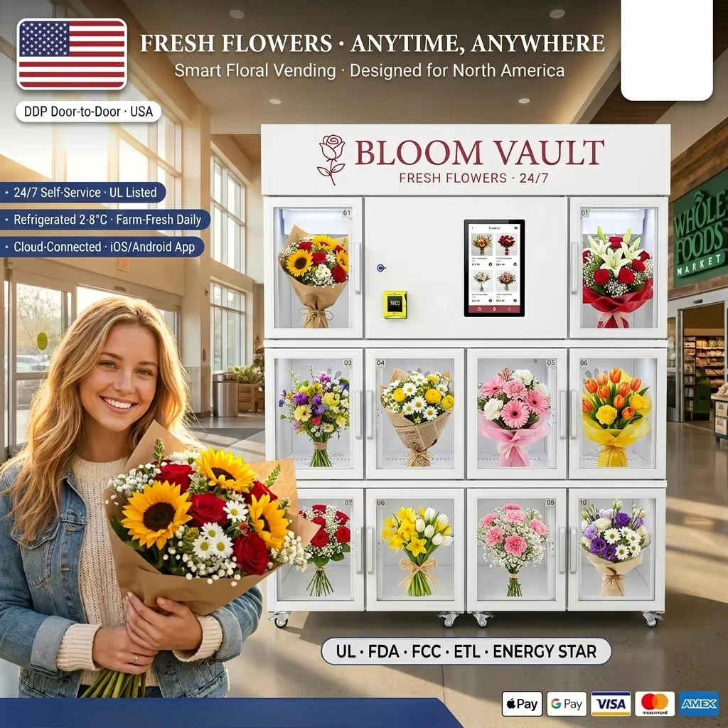 FOODLINE Customized Refrigerated Flower Vending Machine Fresh Keeping Maquina De Flores Con Control De Temperatura