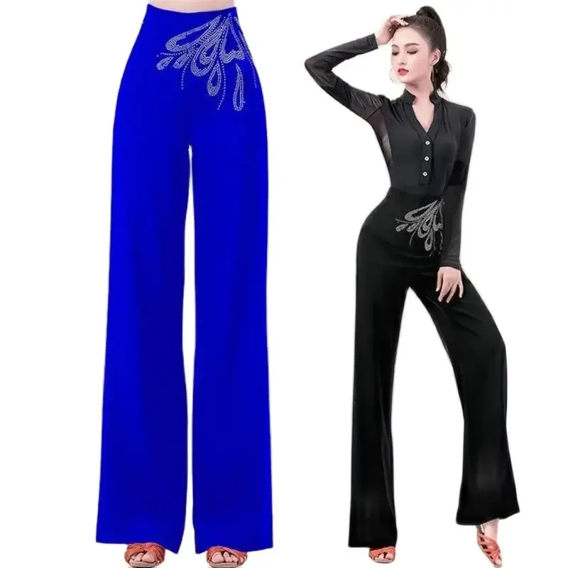 New Spring And Summer Wide Leg Pants Women's High Waist Modern Dance Ballroom Dance Latin Ballroom Casual Pants Z164