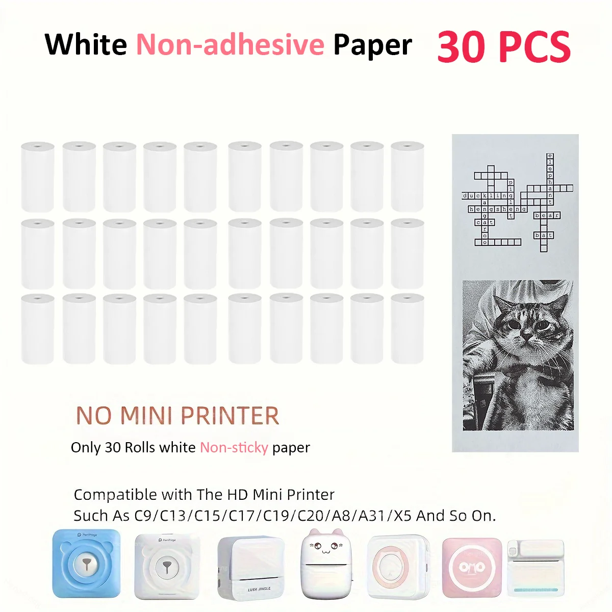 30 Rolls Kids Instant Camera Refill Print Paper Film Coreless Thermal Print For 57mm Portable Cash Registers Mobile Printer