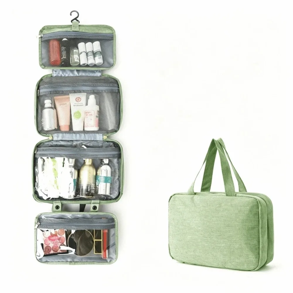 Large Capacity Travel Hanging Wash Bag Wet Dry Separation Waterproof Cosmetic Organizer Multi Compartments Multi-Pocket
