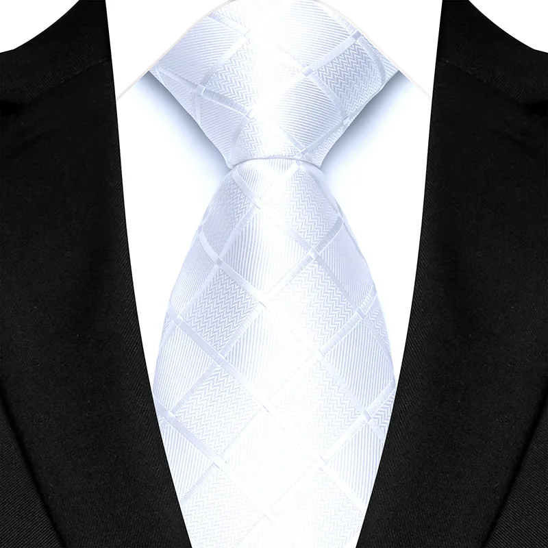 8CM Solid Colors Mens Necktie Plaid & Checks Ties for Man Jacquard Woven Ascot Formal BusinessGroom Groomsman Party Accessories