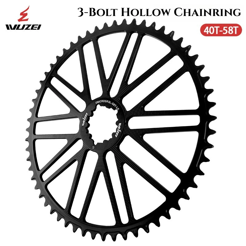 

Велосипедная звезда WUZEI с 3 болтами, полая, для шоссейного велосипеда, 40-58T, прямое крепление, Narrow Wide, из алюминия с ЧПУ, легкая, запчасть для велосипеда