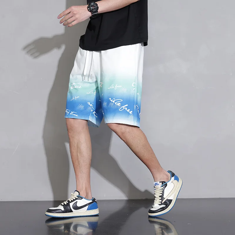 

Gradient Summer Thin Section Shorts Men Basketball Gym Korean Version Trend Wear Outside Sports Five Points Beach Quick Drying