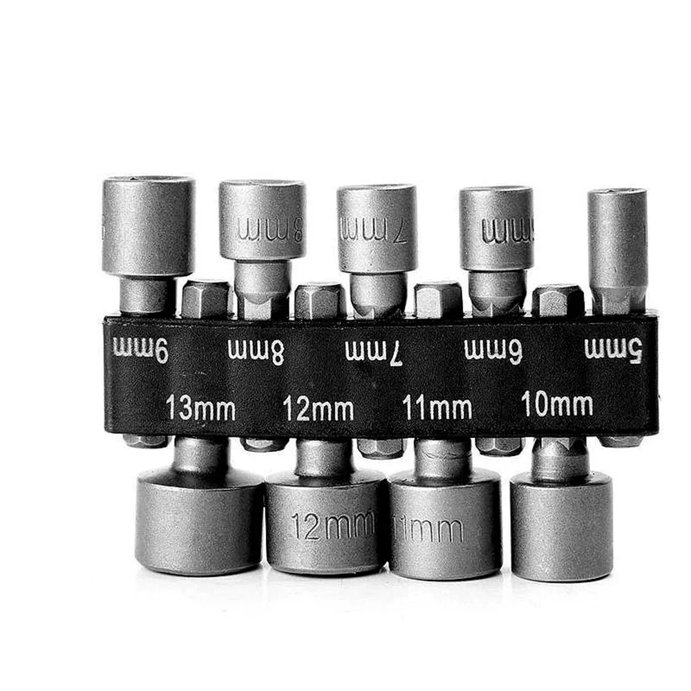 9Pcs Power Nut Driver Hex Shank Drill Bit Adapter Socket Wrench Screw Tool 5mm 6mm 7mm 8mm 9mm 10mm 11mm 12mm 13mm Socket