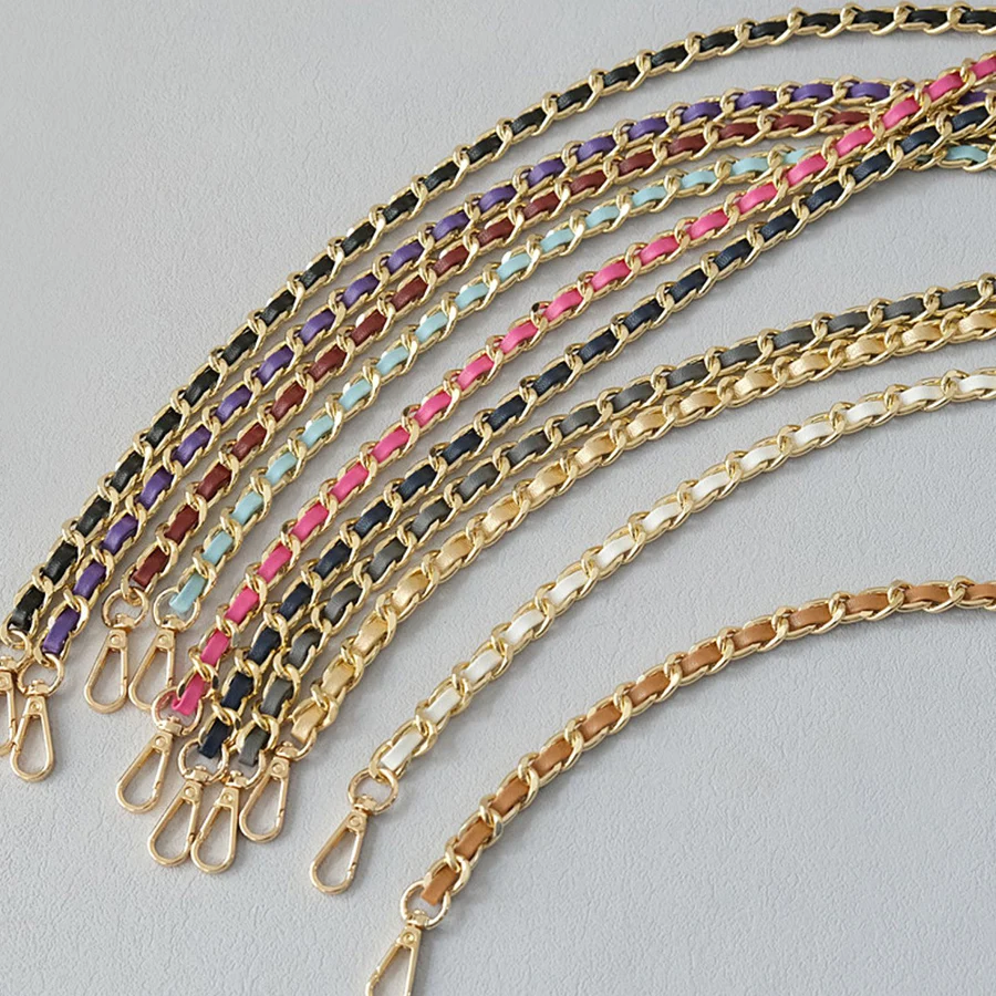 Bag Chain+Leather Small Metal Detachable Length Replacement Shoulder Strap High-end Shoulder Strap Accessories Diy Bag Strap ﻿