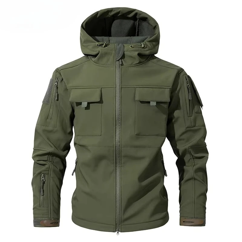 Men Lurker Shark Skin Soft Shell Tactical Jacket Waterproof Fleece Hooded Coat Hunt Clothes Autumn Solid Outdoor New Jacket Men