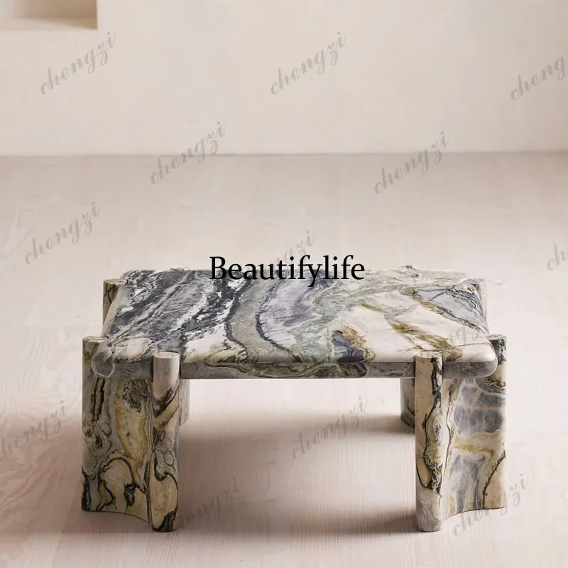 z183 Italian light luxury natural jadeite marble coffee table, villa household square coffee table