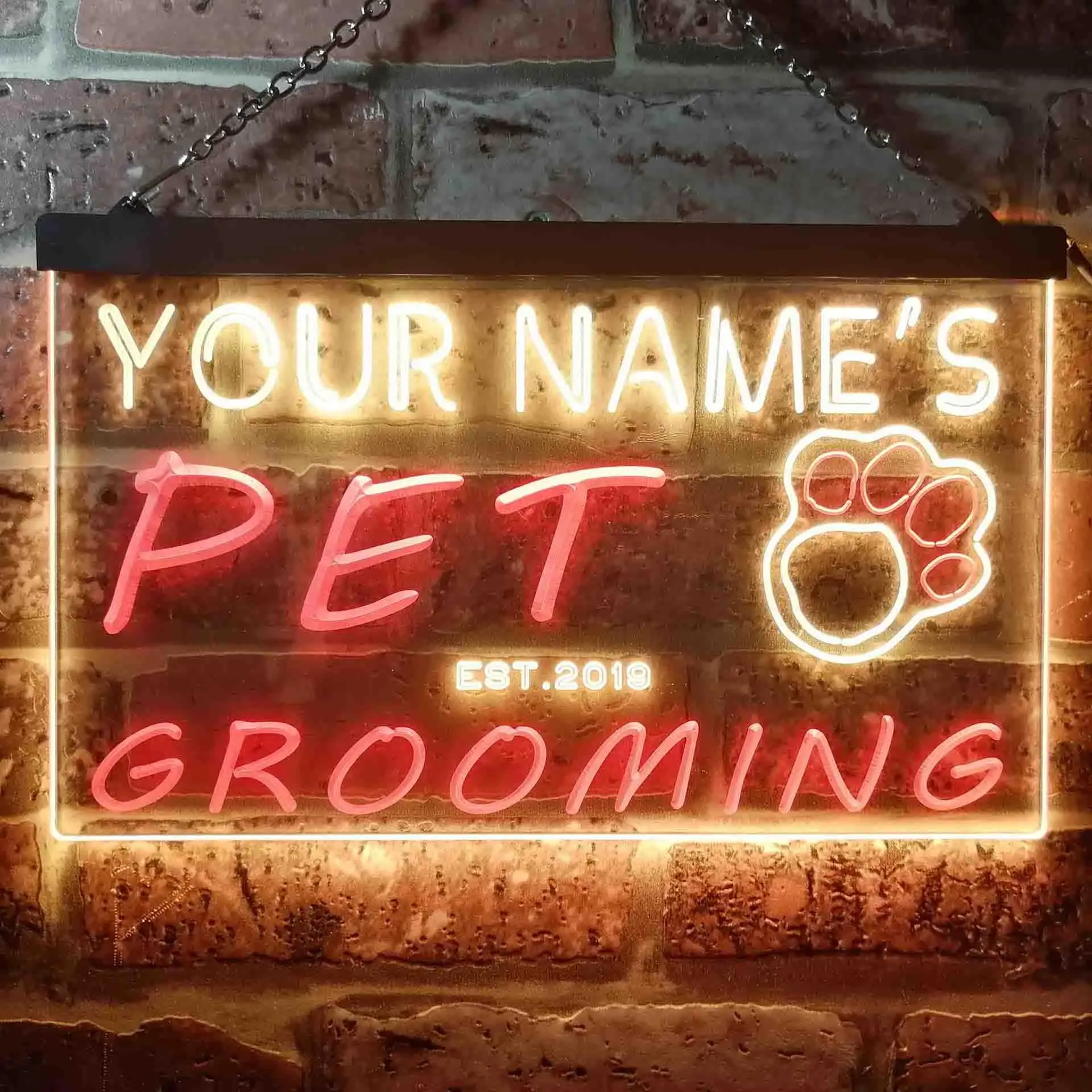 

Personalized Pet Grooming Dual Color Led Neon Sign st6-qq1-tm