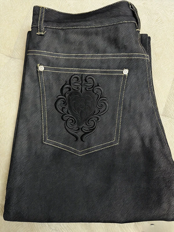 

Retro American High Street Original Jeans Men's Micro Flared Denim High Waist Straight Leg Pants Embroidered Fur Brand