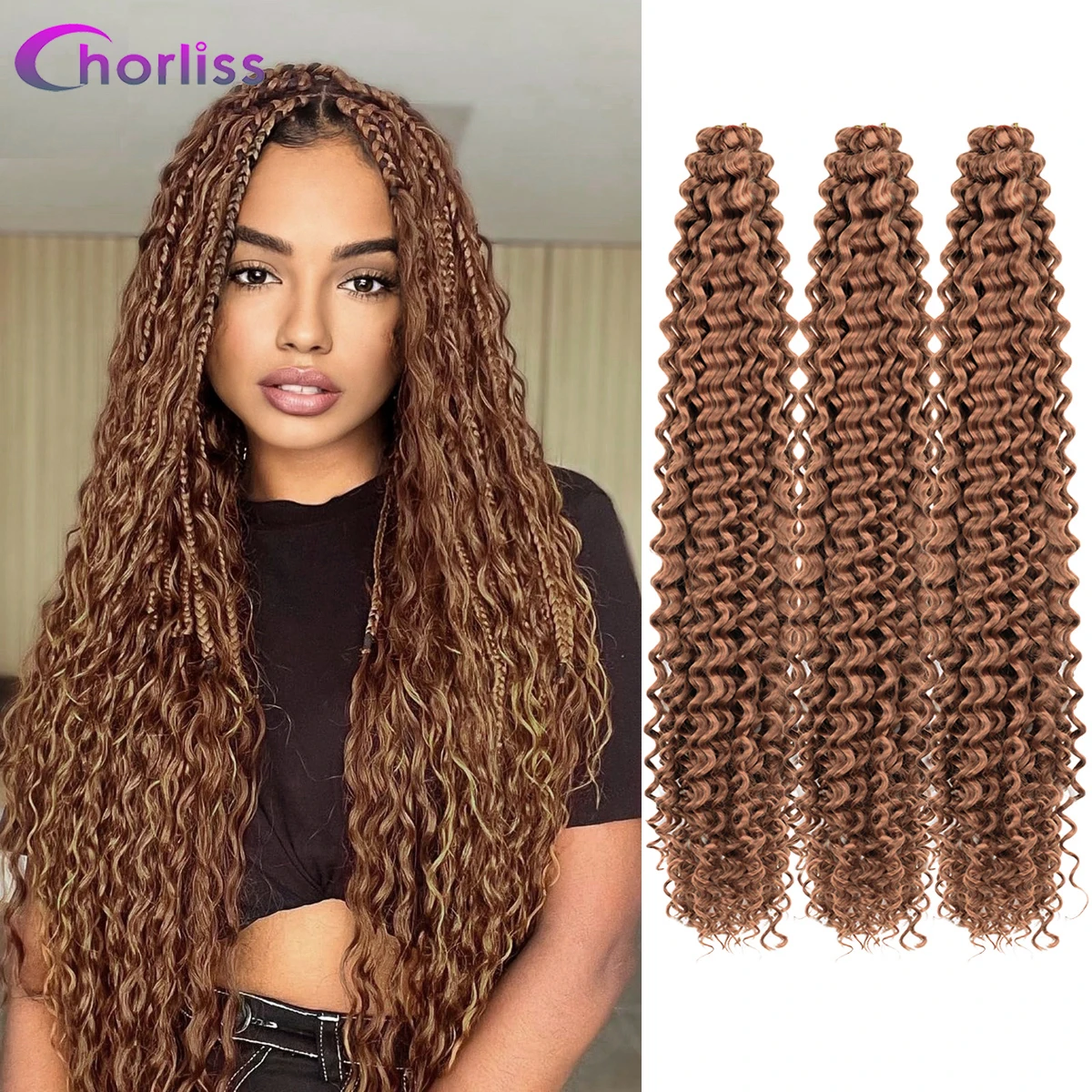 Synthetic Ocean Wave Free Tress Crochet Braiding Hair Soft Afro Curls Deep Wave Hair Extensions For Women Water Wave Hair