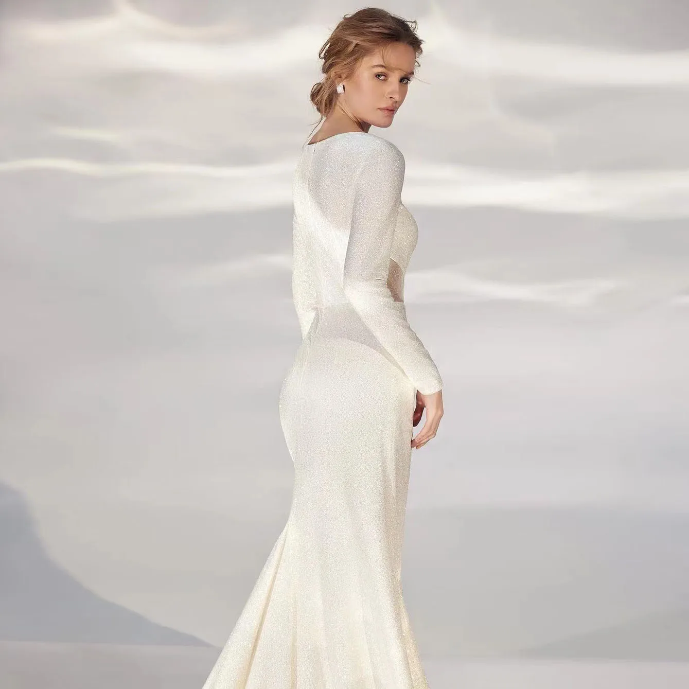 Gorgeous Wedding Dresses Mermaid Woman's Muslim Sexy Long Sleeve Side Split Formal Princess Elegant Celebrity Bride Gowns 2024