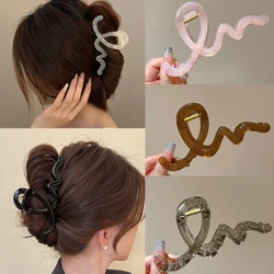 Korean Trendy Wavy Hair Clips for Women Bow Large Hair Claws Crab Acrylic Hairpins Hair Accessories Girls Barrettes Headbands