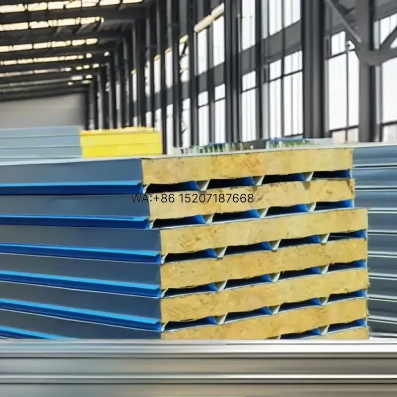 Wmwmnu for Professional Manufacturer Container House Rock Wool Sandwich Wall Panel High Density Insulated Rock Wool Sandwich