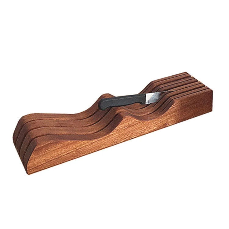 

Ebony Wooden Knife Block Holder, In-Drawer Knife Drawer Organizer Knife Storage Rack Perfect for Home and Chefs