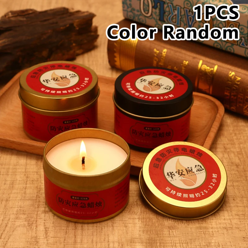 100g Emergency Candle Disaster Prevention Outage Lighting Outdoor Smoke-Free Candles Iron Cans Plant Candles