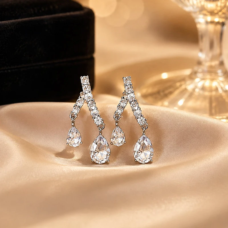 GANPUP Süße Blaue Kristall-Zirkonia-Ohrhänger für Damen, Modische Neue Ohrstecker, Schmuck-Accessoires, Geschenk für Partys – Detail 7