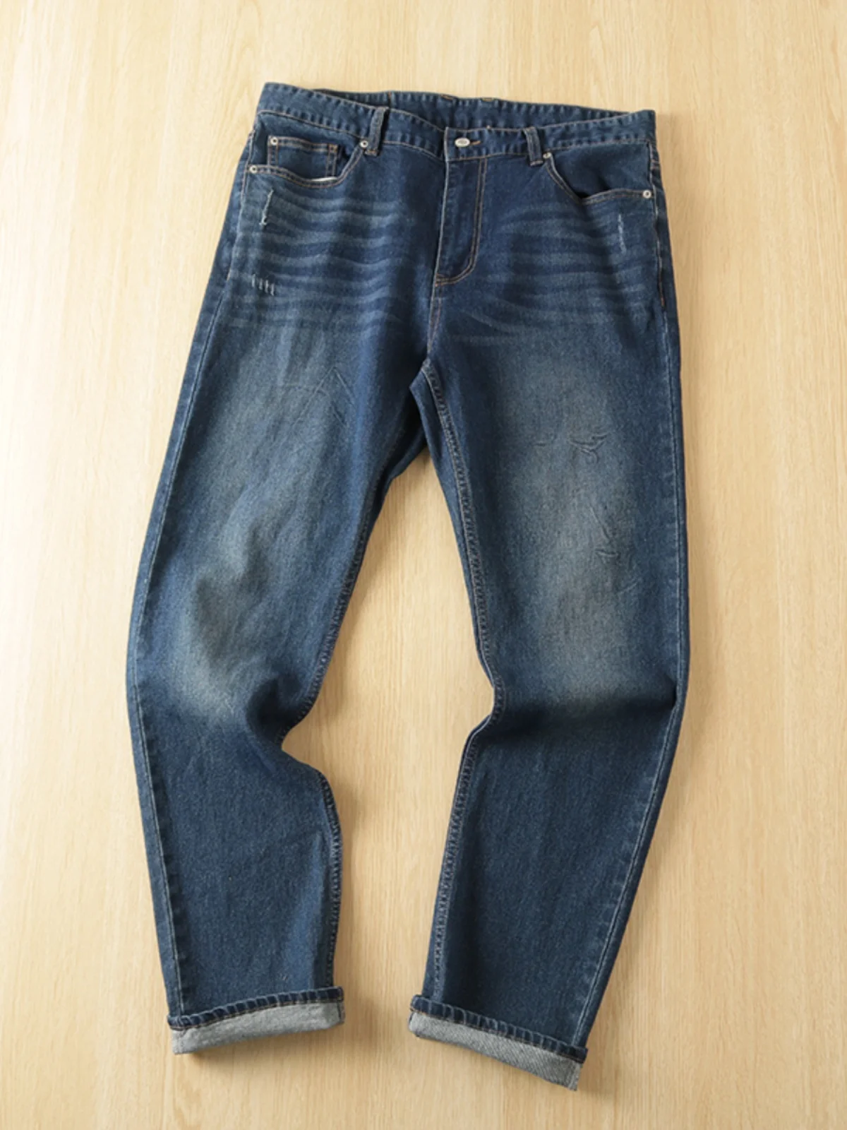 

Легкие хлопковые эластичные мужские прямые джинсы Wa с рисунком царапин, весенне-осенняя одежда, удобные повседневные брюки