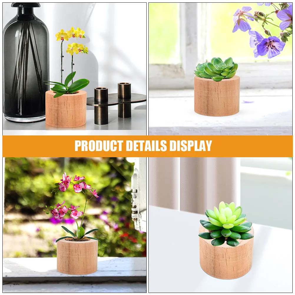 2Pcs Wooden Succulents Pot Rustic Small Planter Box for Bonsai Succulents Plants Desktop Flowerpot Garden Balcony Window Sill