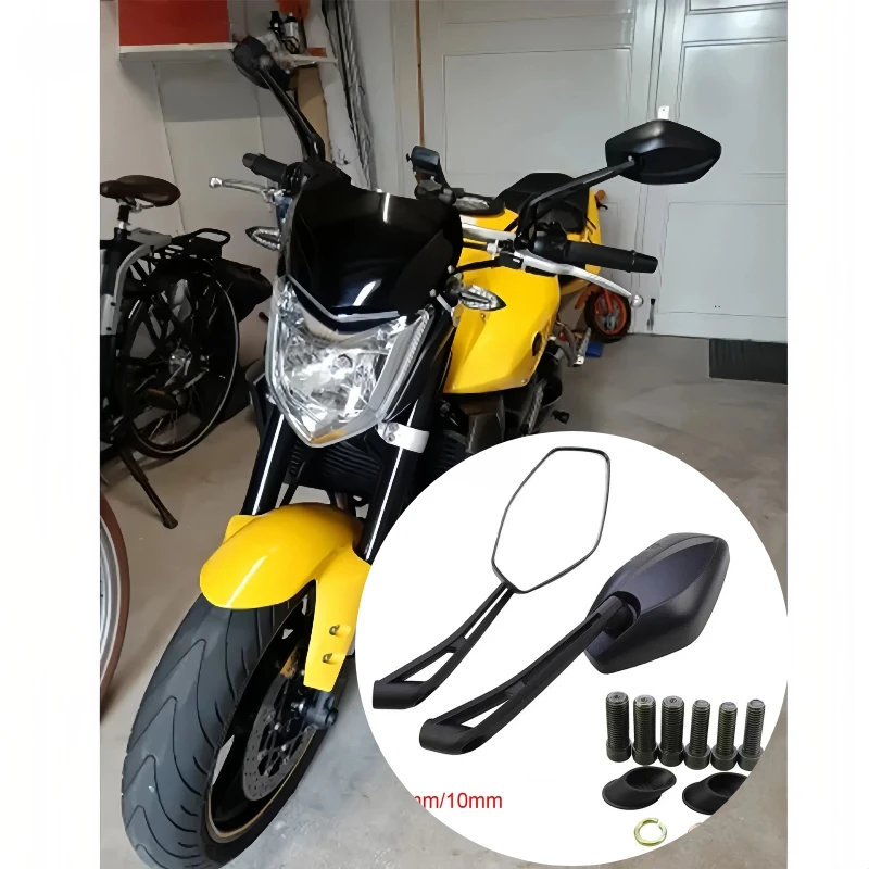 

1 Pair Motorcycle Rear Mirror aluminum alloy ABS M8 M10 Scooter streetbike White Glass Universal Rear View Mirror Accessories