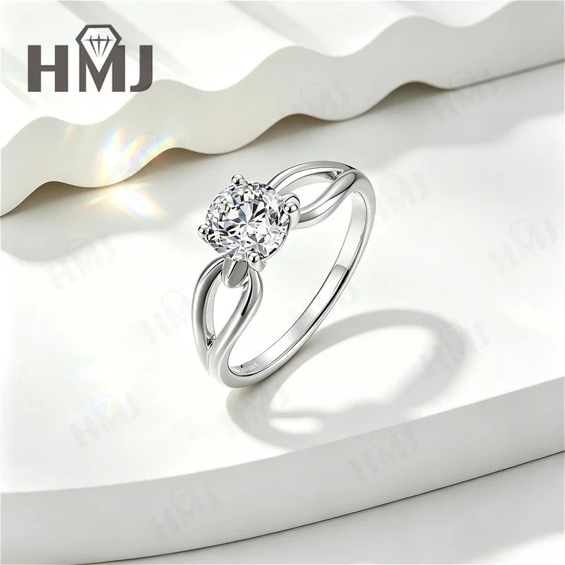 1ct Moissanit-Ring, runder Schliff, D-Farbe, 925er Sterlingsilber, 18K vergoldet, für Damen, edler Schmuck, Alltagsgebrauch, klassische Charms – Detail 4