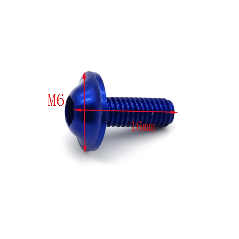 10pcs Motorcycle Bolts Screw M6 x 16mm Aluminum adornment Bolts Blue Anodised 20mm Bolts Red Screws M6 Cap Head