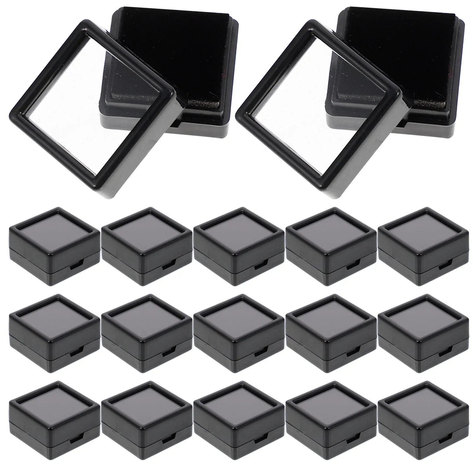 24Pcs Gemstone Display Box Container For Home Jewelry Storage Clear Lid Cushioned Interior Showing