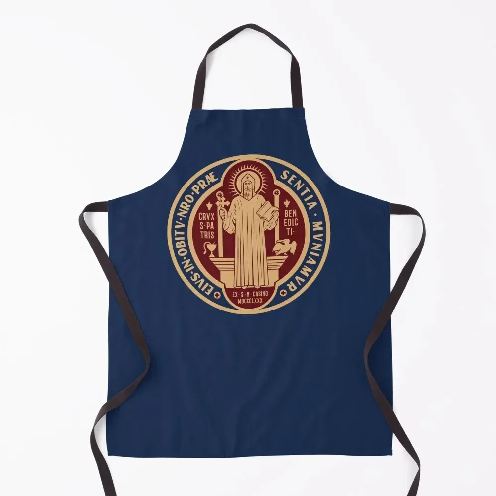 Saint Benedict Medal Front Apron Woman Work Restaurant Apron