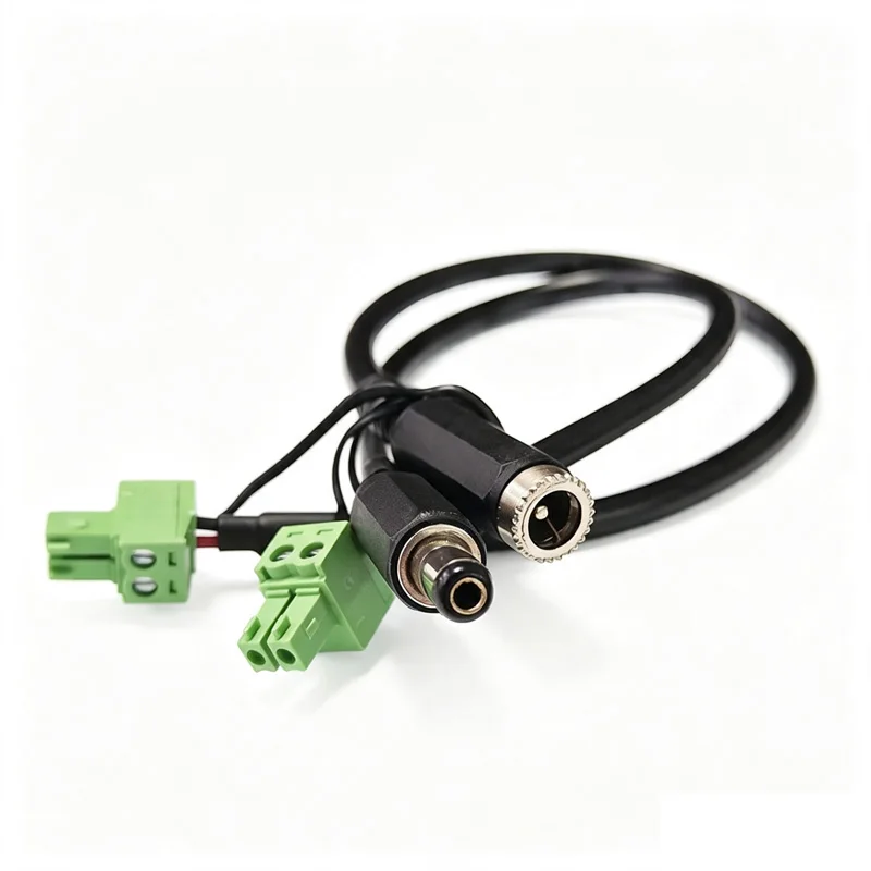 DC5521 Male Female to 3.81mm 2 Core Green Terminal Adapter DC Power Plug Adapter Cable Monitoring DC 5.5x2.1mm to 2-pin Terminal