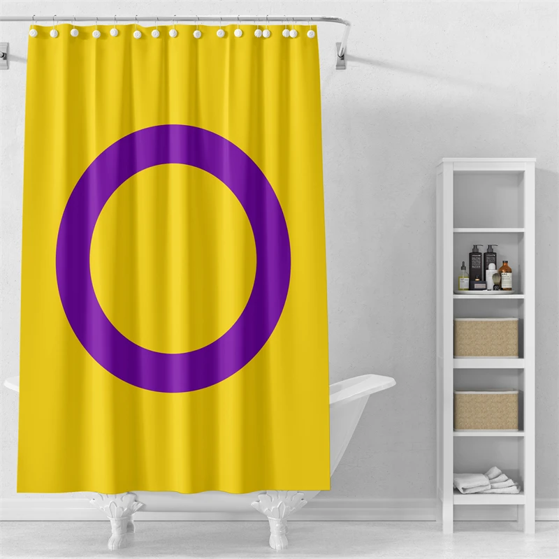 

Gaslight Gatekeep Girlboss Intersex Pride Flag ЛГБТ занавеска для душа с прокладками и крючками для декора ванной комнаты