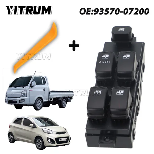 Botón de Control del interruptor de la ventana principal de energía eléctrica YITRUM para Hyundai H100-4F Porter2 Kia Picanto Morning 2004-2006 93570-07200