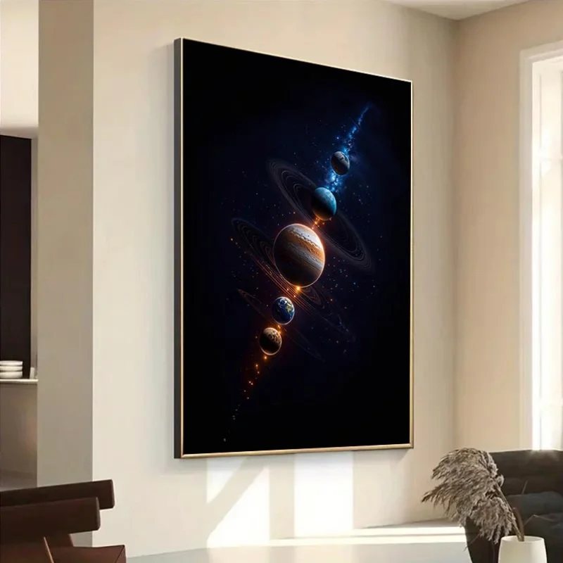 1pc Frameless Modern Planets in Space Canvas Poster -Canvas Painting Vibrant Galaxy & Planet Design for Bedroom & Living Room