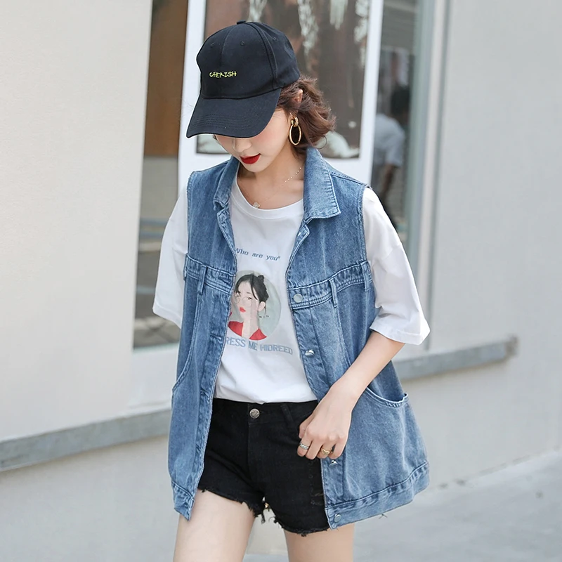 Frühling und Sommer Jeans weste Mode atmungsaktive lose Tanks Top vielseitige Persönlichkeit lässige Frauen ärmellose Jacke Weste