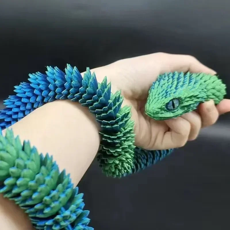 3D Printed Snake Movable Joint Simulation Snake Figurine Fidget Toy Creative Simulation Toy Desktop Ornament Action Figure