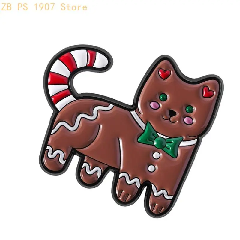 سبيكة عيد الميلاد هريرة Bowknot المينا دبوس لطيف الزنجبيل كوكي بروش لحقيبة الظهر سترة الديكور هدية عيد 55KA